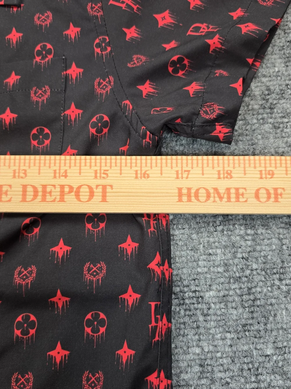 DIXXON Youth Division Boys Medium Black Red Button Up Shirt Short Sleeve Print